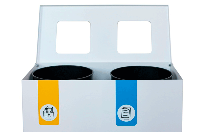 VISLUM paperera reciclatge BIN color blanc amb cubetes interiors