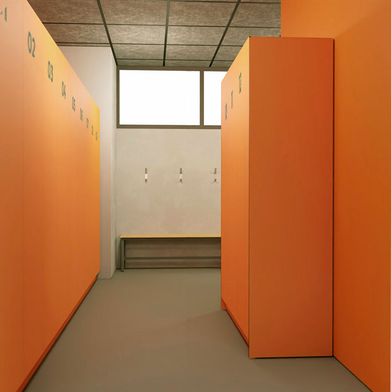 VESTIDOR per empresa, amb taquilles i cabines fenoliques